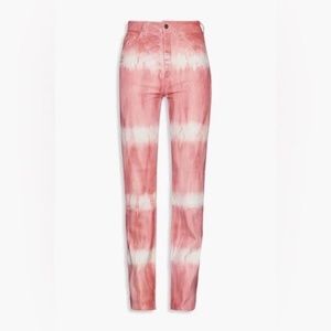 REMAIN by Birger Christensen NWT Lynn Pink Tie Dye Leather Pants size Large